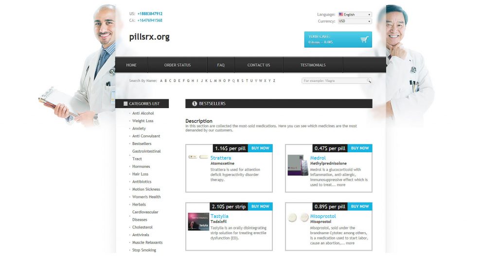 website interface